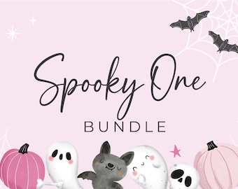 Spooky One • Pink Ghost Halloween Birthday Bundle • Spooky Birthday, First Birthday, Editable Template | Corjl - Instant Download