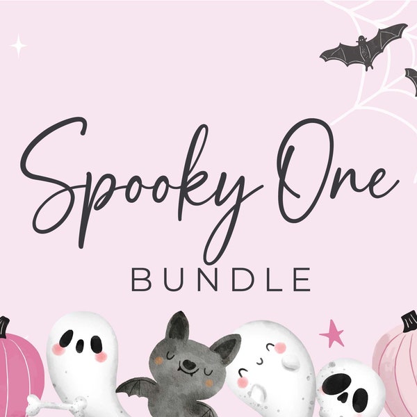 Spooky One • Pink Ghost Halloween Birthday Bundle • Spooky Birthday, First Birthday, Editable Template | Corjl - Instant Download