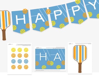EDITABLE Pickleball Party Pennant Set, Banner Set, Garland, Paddleball Pennant, Pickle ball, Digital Template | Corjl - Instant Download