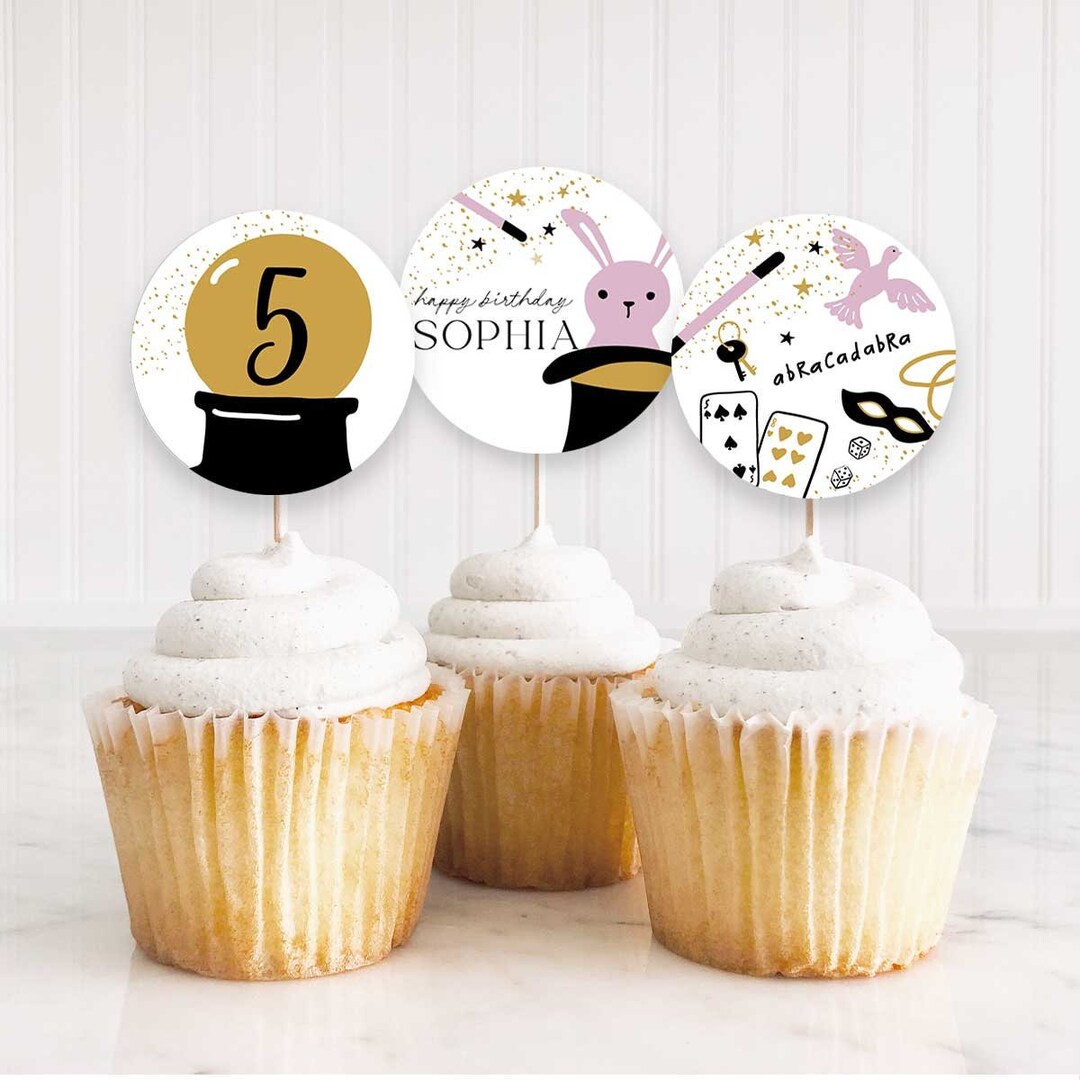 EDITABLE Magic Party Fcupcake Toppers, Circle Stickers, Favor Tag, 3 ...