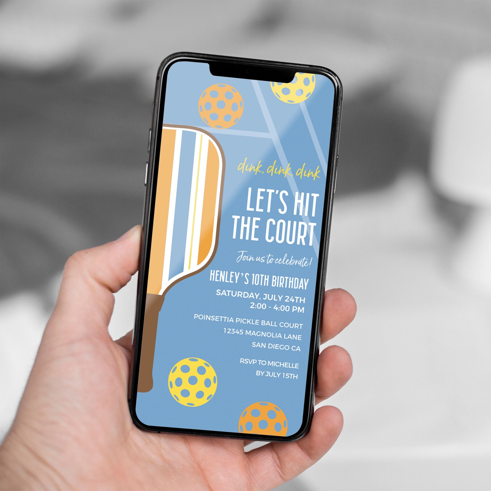 EDITABLE Pickleball Birthday Party Invitation EVITE Invitation, Phone ...