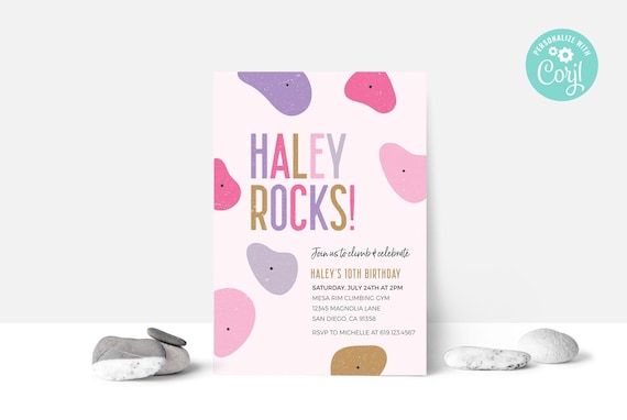 EDITABLE Girl Rock Climbing Birthday Party Invitation, Climbing Invite, Bouldering, Climbing Gym, Template | Corjl - Instant Download