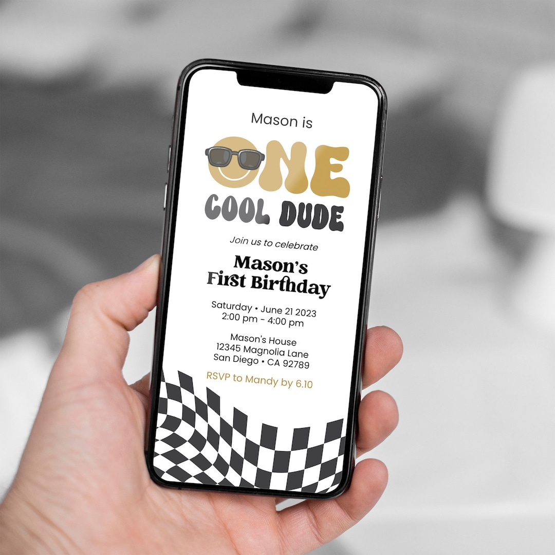 Invited Cool Cool Dude EVITE Invitation, Electronic Phone Text Invite | One Cool ...