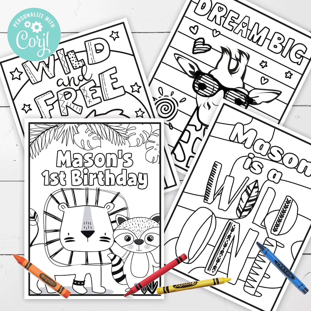 EDITABLE Wild One Coloring Pages • 4 Designs 8.5 X 11 | Birthday ...