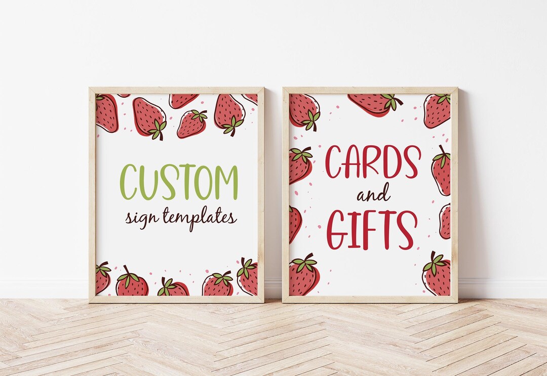 EDITABLE Strawberry Party Signs • 3 Designs, 8.5x11, 8x10 and 5x7 ...