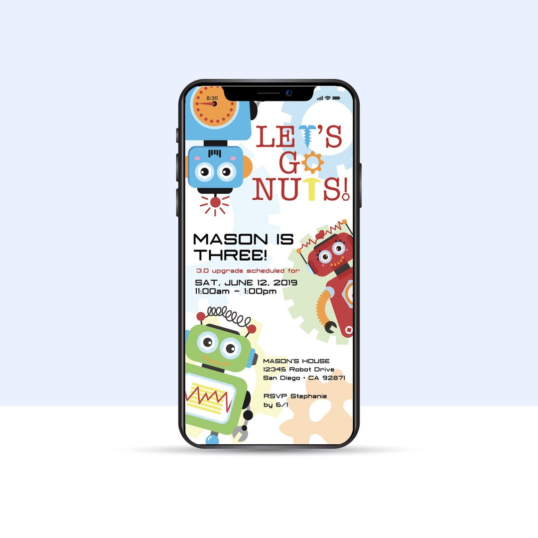 EDITABLE Electronic Robot Birthday Invitation | Text Invite • email ...