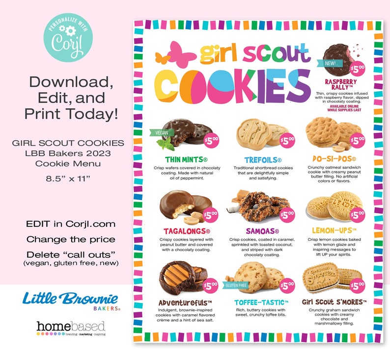 New 2023 LBB Girl Scout Cookie Menu B Little Brownie Bakers Etsy