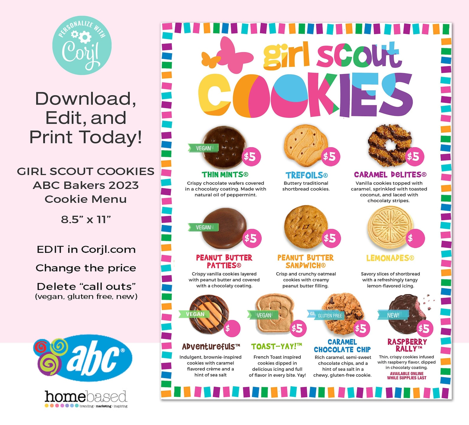 New 2023 ABC Girl Scout Cookie Menu ABC Bakers Cookie Menu Etsy
