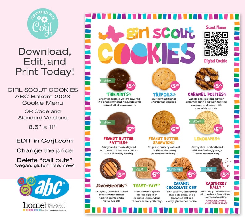New 2023 ABC Girl Scout Cookie Menu QR Code ABC Bakers Etsy