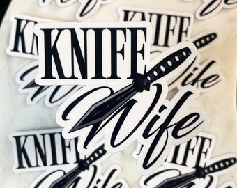Knife wife sticker | book lover sticker | knife wielding woman sticker | women who love knives | bookish sticker | reader sticker | bookworm