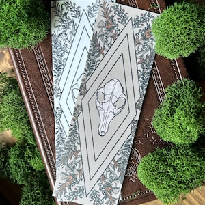 Marque-page tête de mort renard cottage | signet esthétique sorcière | marque-page cottagecore | accessoires pour livres | Cadeau marque-page sorcière