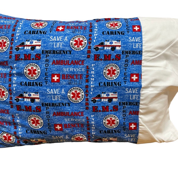 EMS Pillow Case-Get Ambulance Pillow Case-Rescue Pillowcase-Fits Standard Size Pillows