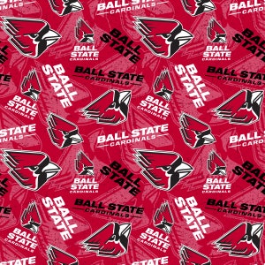 Ball State University Cotton Fabric by Sykel-Ball State Cardinals Tone on Tone and Matching Solid Cotton Fabrics Tone on Tone