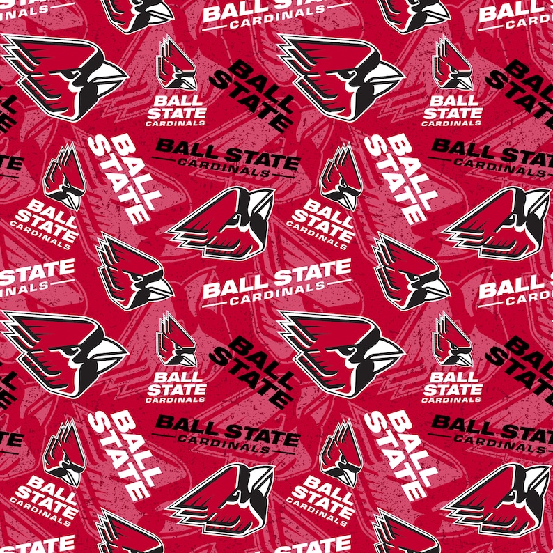 Ball State University Cotton Fabric by Sykel-Ball State Cardinals Tone on Tone and Matching Solid Cotton Fabrics Tone on Tone
