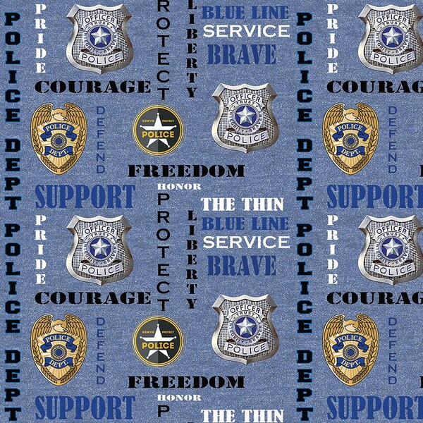 Police Department Cotton Fabric by Sykel-Police Service and Hero Cotton Fabrics