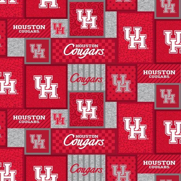 University of Houston Fleece Fabric-100% Polyester-Non Pill-Officially Licensed University of Houston Fabric-Choose Your Size