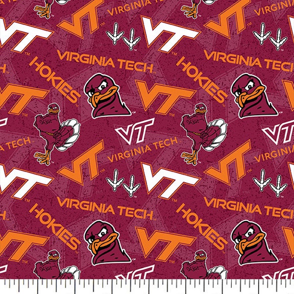 Virginia Tech Cotton Fabric by Sykel-Virginia Tech Hokies Tone on Tone and Matching Solid Cotton Fabrics