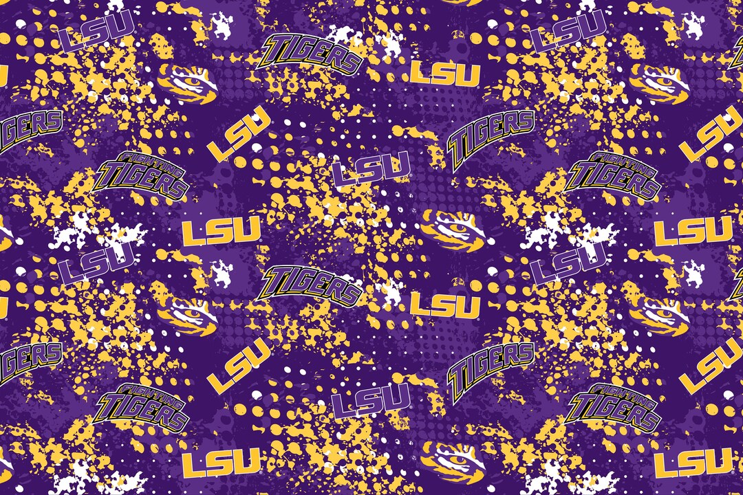 Louisiana State University Cotton Fabric by Sykel-lsu Tigers Splatter ...