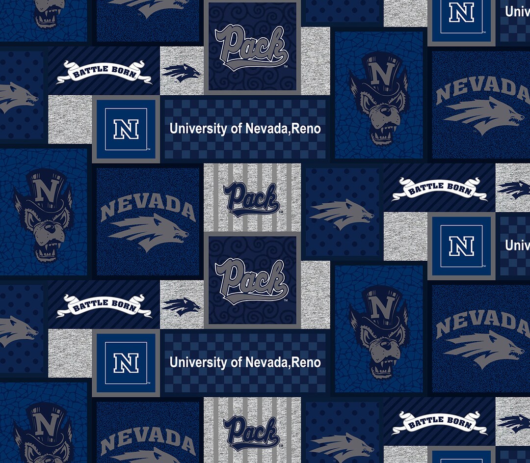 University of Nevada Reno Fleece Fabric by Sykelnevada Wolf