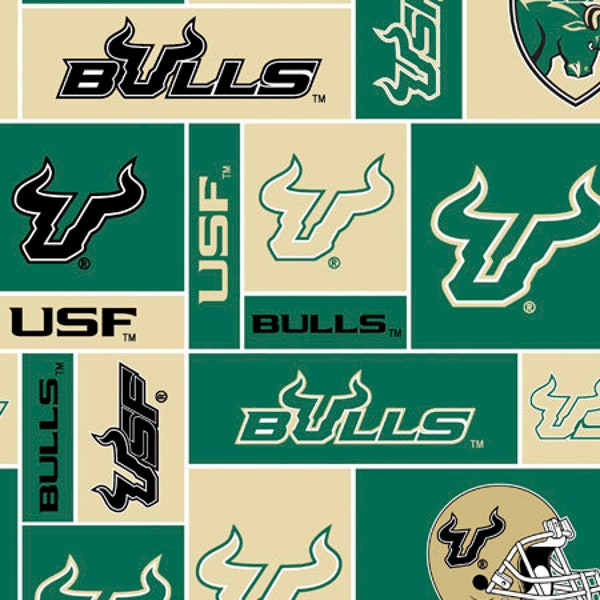 University of South Florida Fleece Fabric-100% Polyester-Non Pill-Officially Licensed USF Bulls Fleece Fabric-Choose Your Size