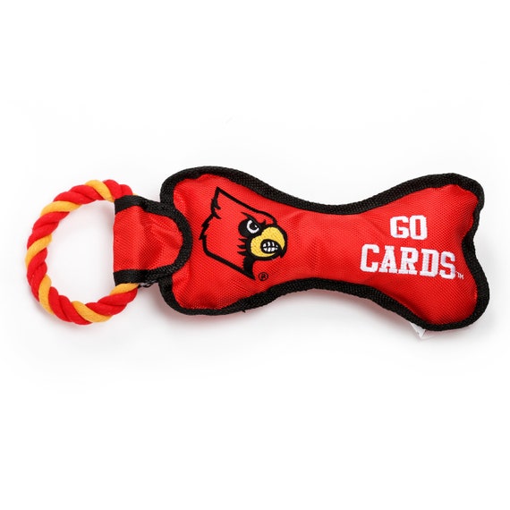 University of Louisville Dog Toy-Louisville Cardinals Squeaky Bone and Rope  Toy
