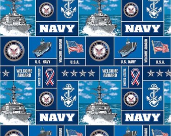 United States Military Fleece Fabric-100% Polyester-Non Pill-Officially Licensed US Navy Fleece Fabric-Choose Your Size