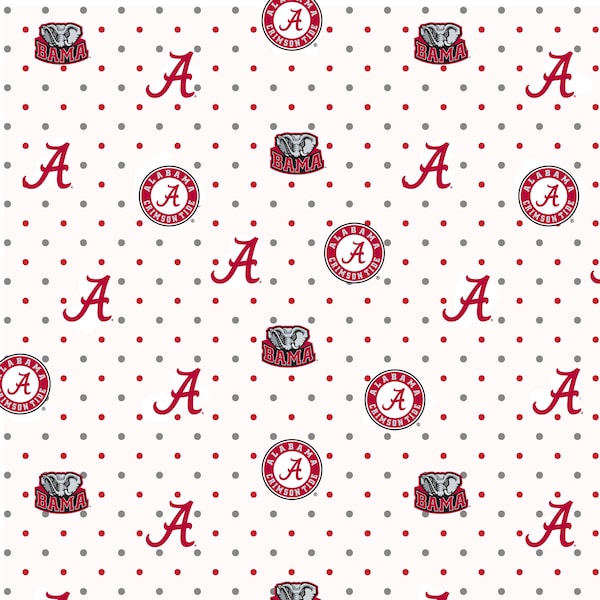 University of Alabama Cotton Fabric by Sykel-Alabama Crimson Tide Pin Dot and Matching Solid Cotton Fabrics