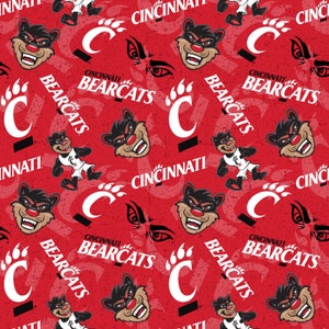 University of Cincinnati Cotton Fabric by Sykel-Cincinnati Bearcats Tone on Tone and Matching Solid Cotton Fabrics