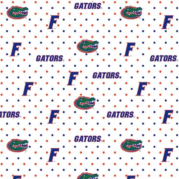University of Florida Cotton Fabric by Sykel-Florida Gators Pin Dot and Matching Solid Cotton Fabrics
