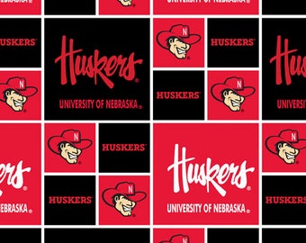 University of Nebraska Fabric by the Yard Box Allover #020