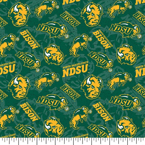 North Dakota State University Cotton Fabric by Sykel-NDSU Bison Tone on Tone and Matching Solid Cotton Fabrics