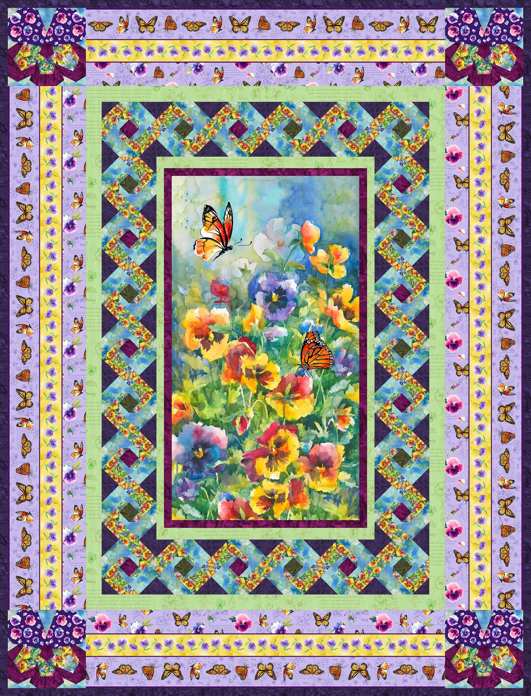 Pretty Pansies Cotton Quilting Fabric Collection by Sykelpansy and