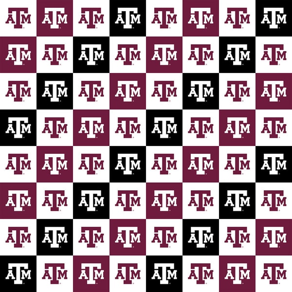 Texas A&M Cotton Fabric by Sykel-Texas A and M Aggies Collegiate Check and Matching Solid Cotton Fabrics