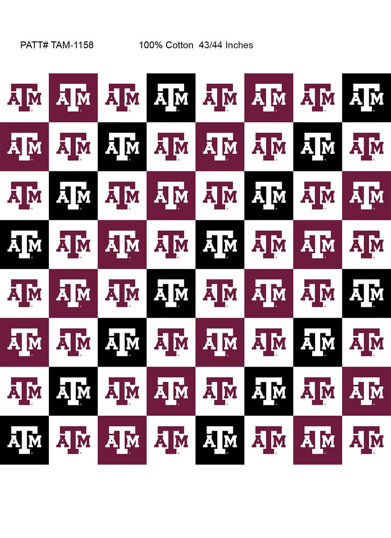 Texas A&M Cotton Fabric by Sykel-Texas A and M Aggies Collegiate Check and Matching Solid Cotton Fabrics Collegiate Check