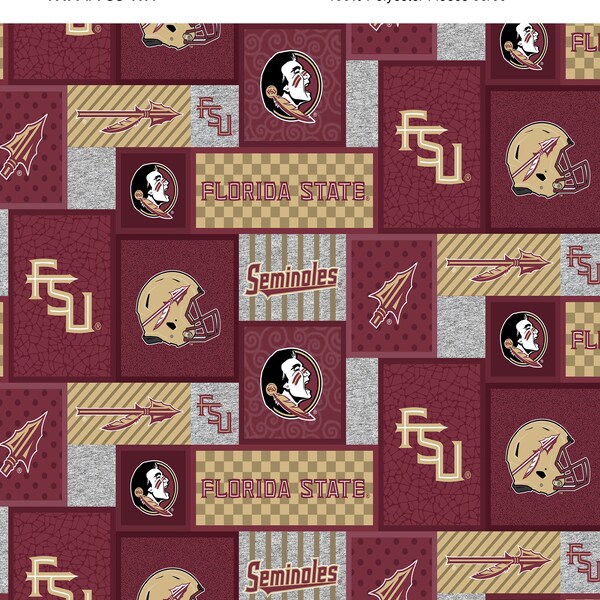 Florida State University Fleece Fabric by Sykel-FSU Seminoles College Patch Fleece Blanket Fabric