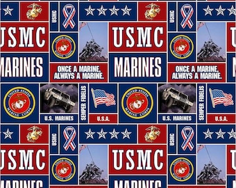 United States Military Fleece Fabric-100% Polyester-Non Pill-Officially Licensed US Marines Fleece Fabric-Choose Your Size