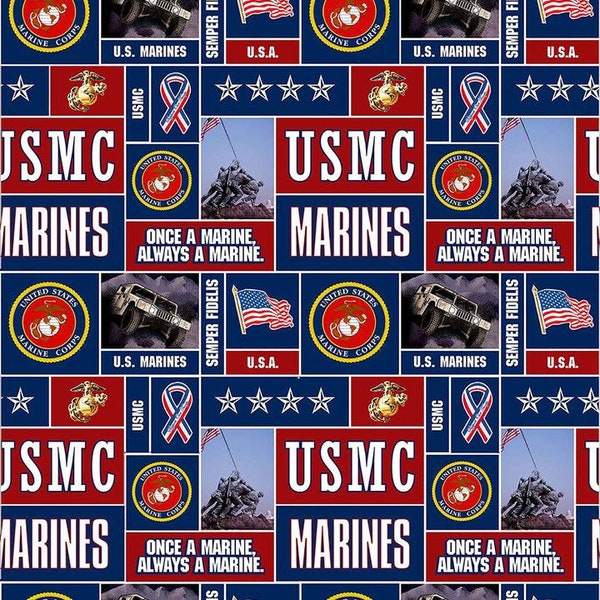 United States Military Fleece Fabric-100% Polyester-Non Pill-Officially Licensed US Marines Fleece Fabric-Choose Your Size