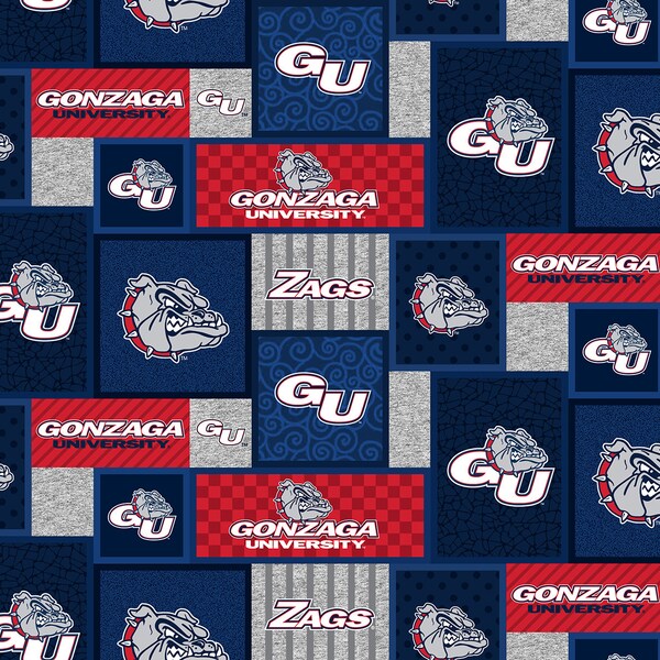 Gonzaga Fleece Fabric-100% Polyester-Non Pill-Officially Licensed Gonzaga Fleece Fabric-Choose Your Size