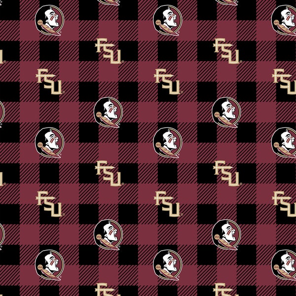 Florida State University Fleece Fabric by Sykel-FSU Seminoles Buffalo Plaid Fleece Blanket Fabric