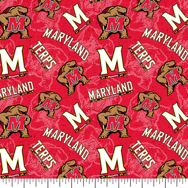University of Maryland Cotton Fabric by Sykel-Maryland Terps Tone on Tone and Matching Solid Cotton Fabrics
