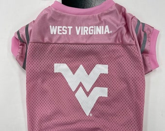 West Virginia Mountaineers Dog Jersey-West Virginia University Pink Sports Shirt for Pets-Small, Medium, and Large