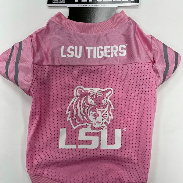 LSU Tigers Dog Jersey-Louisiana State University Pink Sports Shirt for Pets-Small, Medium, and Large