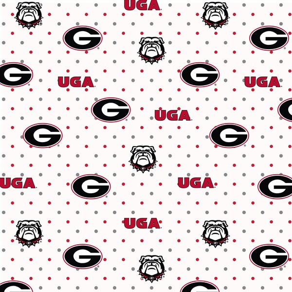 University of Georgia Cotton Fabric by Sykel-Georgia Bulldogs Pin Dot and Matching Solid Cotton Fabrics