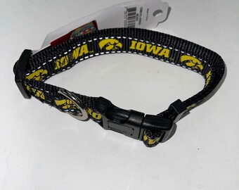 University of Iowa Pet Collars and Leashes-Iowa Hawkeyes Reflective Dog Collars and Leads in Multiple Sizes