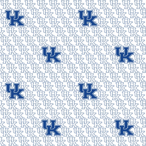 University of Kentucky Cotton Fabric by Sykel-Kentucky Wildcats White Block Letter and Matching Solid Cotton Fabrics