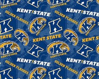 Kent State University Cotton Fabric by Sykel-Kent State Golden Flashes Tone on Tone and Matching Solid Cotton Fabrics