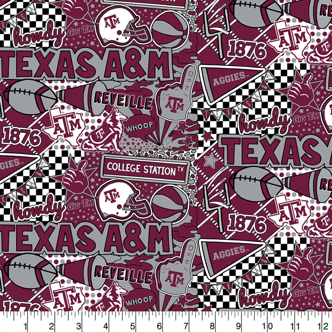 Texas A&M Cotton Fabric by Sykeltexas A and M Aggies Pop Art and