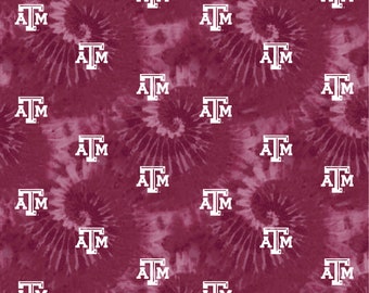 Texas A&M Cotton Fabric by Sykel-Texas A and M Aggies Tye Dye and Matching Solid Cotton Fabrics