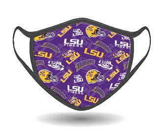 Louisiana State University Reusable Cotton Face Mask-LSU Tigers Dual Layer Adjustable Face Mask