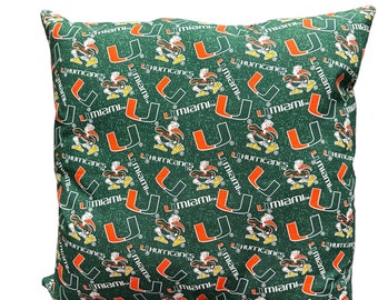 University of Miami Throw Pillow-Miami Hurricanes Pillow-17"X17"